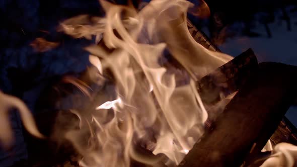 Closeup Super Slow Motion of Fire Line Isolated on Black Background