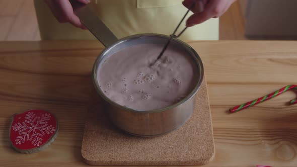 Woman Is Making Sweet Cocoa Drink