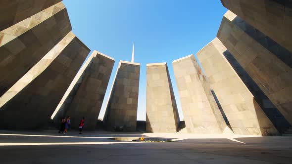 Tourist By Armenian Genocide Memorial In Yerevan alt