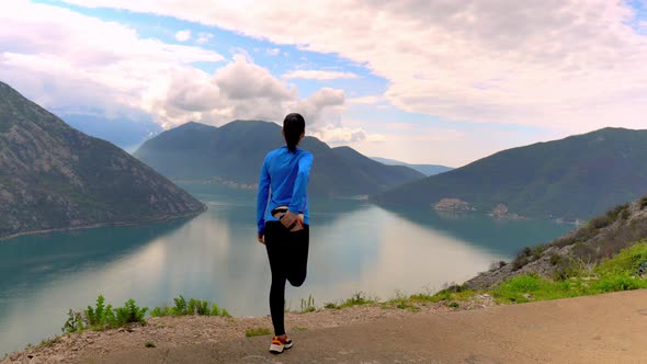 Athlete Training at the Top of the Mountain