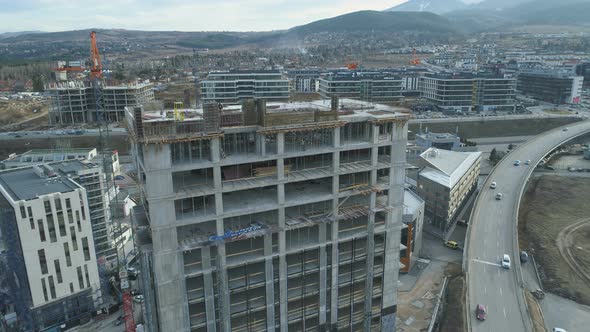 Tower Crane Working on Multi Storey Office Building Business Park Sofia, Bulgaria alt
