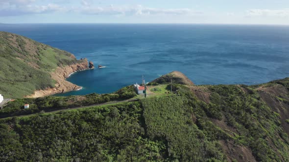 Houses on Green Hills at Monte De Guia Horta City Faial Island Azores alt