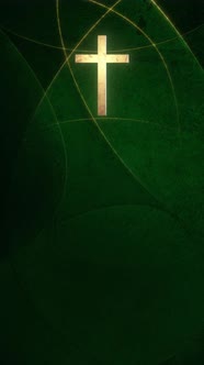 Roman Christian Cross on Looped Vertical Green Graphic Background