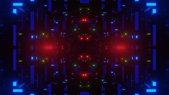 Fly Through Symmetrical Tunnel with Neon Glow 3d Objects Sci Fi Glow Pattern alt