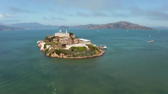 Panoramic View of the Alcatraz Island Prison From Above in San Francisco alt
