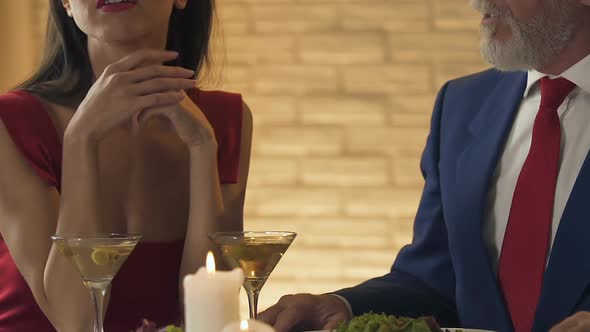 Seductive Woman Flirting With Rich Old Man, Manipulating to Get Money, Fake Love alt