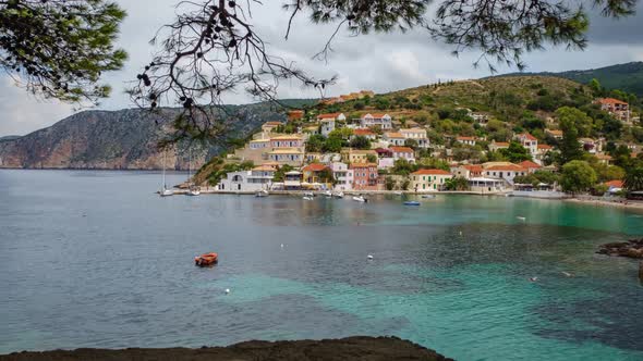 4K. Day Timelapse of a beautiful bay of small european town.