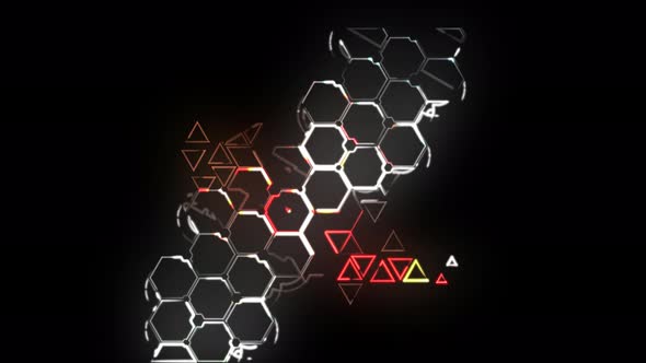 Abstract seamless honeycomb graphics. 4k video animation. Video animation of glowing neon