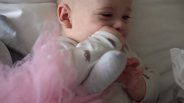 Closeup Happy Playful Kid 6 Month Old alt