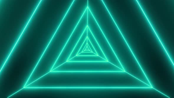 Cyan Neon Light Triangle Tunnel Animated Background alt