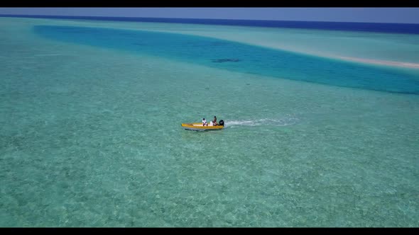Aerial drone view texture of beautiful lagoon beach wildlife by aqua blue ocean and bright sand back alt