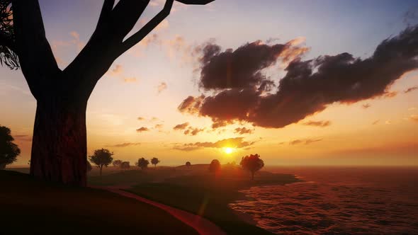 Painting Nature Isalnd In The Sunset alt