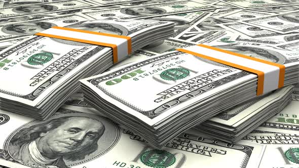 100 US dollar money composition. Financial background. Many banknotes and wads of money. alt