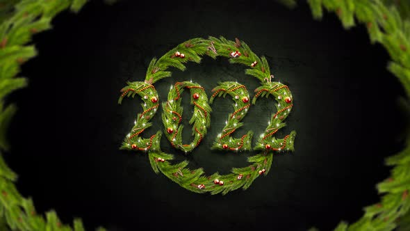 Decorative 2022 numbers, new year font mockup in darkness, looped switch alt