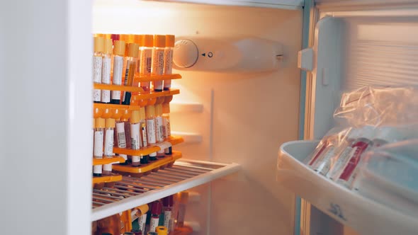 Test Tubes with Sample Samples Stored in the Refrigerator. alt
