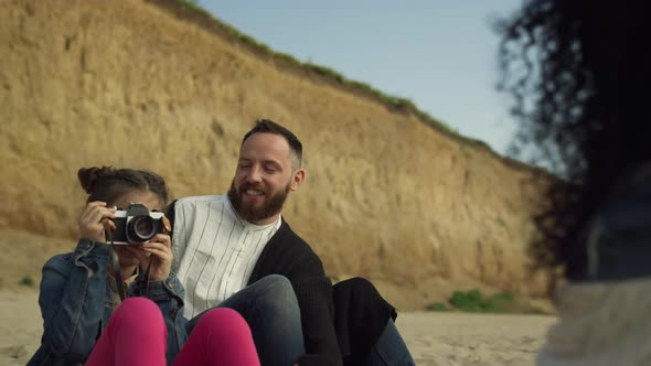 Little Child Play Photographer at Beach Holiday alt