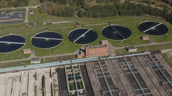 Aerial Video of Waste Water Treatment Plant