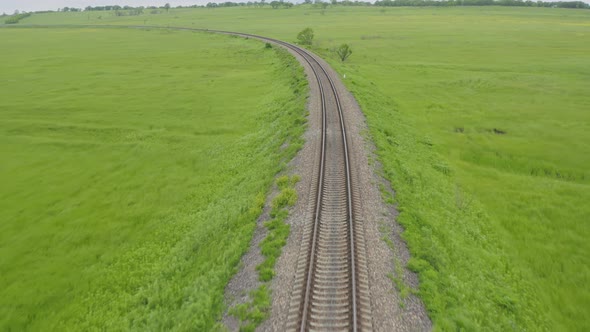 Empty Straight Oneway Railways on a Summer Sunny Day alt
