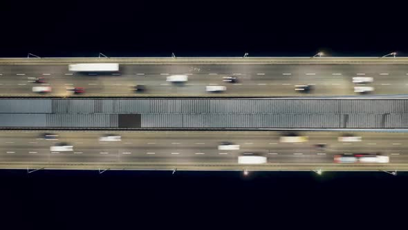 Rising Drone Shot Reveals Spectacular Elevated Highway, Bridges, Transportation