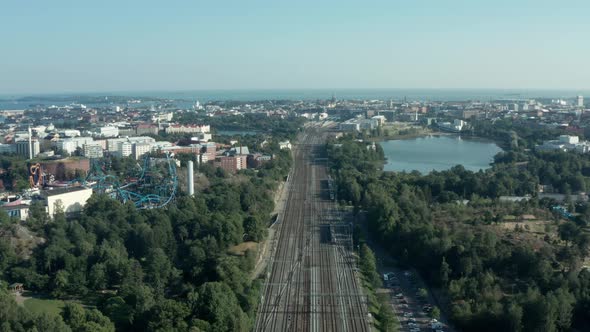 Helsinki Skyline Cityscape Summer Aerial Footage