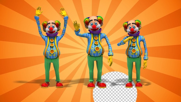 Circus Clown Waving Hand Hello (3-Pack)