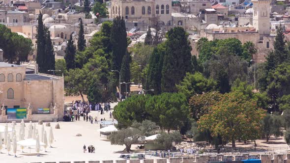 Aerial View of the Old City and Alaqsa Mosque Timelapse From the Mount of Olives alt