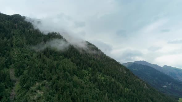 Scenic Aerial View of Nature. Mountains Steam and Forest. Cinematic Background alt