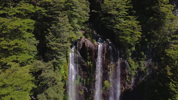 Waterfall called La Niña Encantada, natural beauty of water sources running through our planet. Sout alt