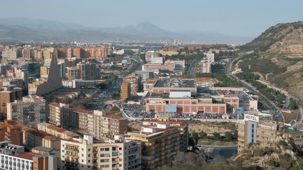 Alicante cityscape among the hills, Spain alt