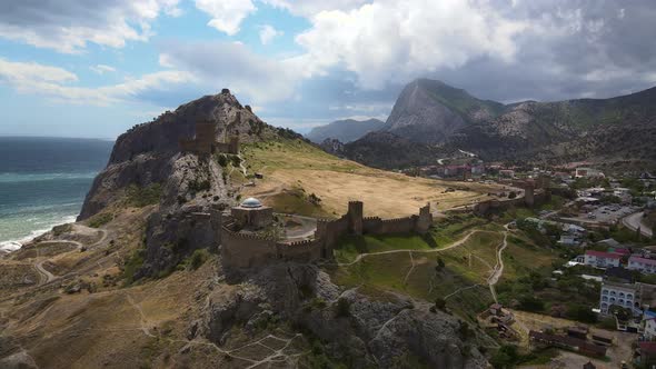 Beautiful Ruins of the Sudak Fortress and Mount Fortress on the Black Sea Coast alt
