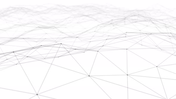 Plexus animation of moving, polygons and points in space, connected and interacting. alt