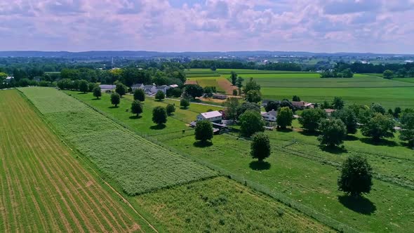 Aerial View of Farmlands Countryside Corn Fields on a Beautiful Summer Day alt