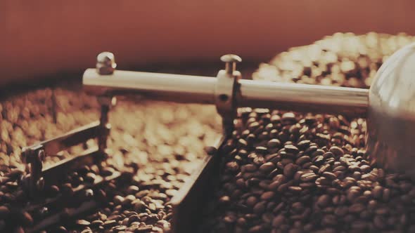 Fragrant Coffee Beans in the Roaster