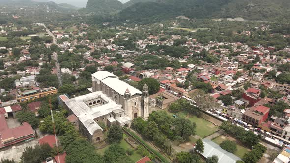 View of XVI century convent near mexico city in Tepoztlan alt