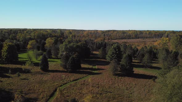 Aerial Of Wooded Area Near Lake Michigan