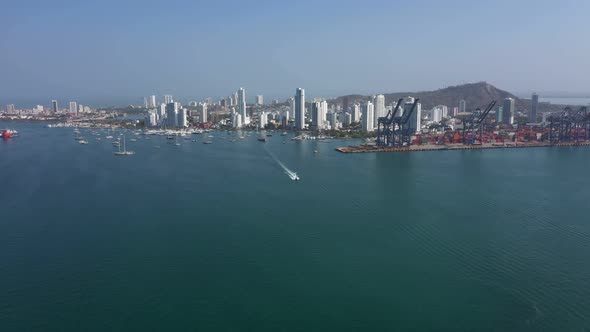 The Seaport in Big City Cartagena Colombia Aerial View