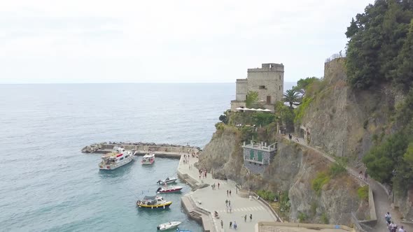 Panorama view of Monterosso al Mare village one of Cinque Terre in La Spezia, Italy alt