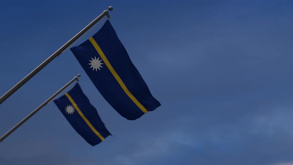 Nauru Flags In The Blue Sky - 4K