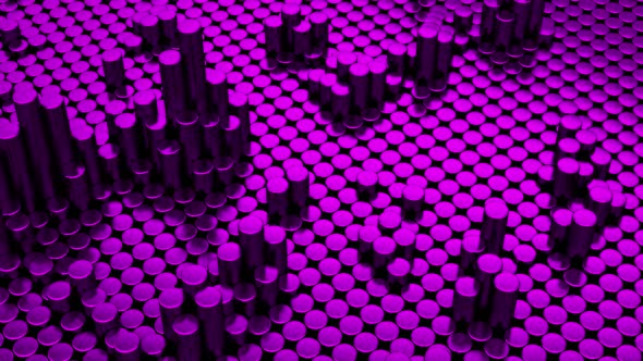 Abstract purple metallic chrome background with cylinders alt