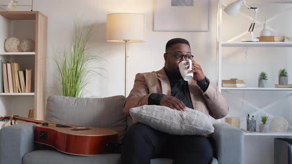 Coffee Relax Cozy Break Home Man Cup Rest Couch alt