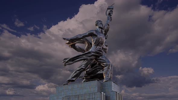 monument Rabochiy i Kolkhoznitsa, sculptor Vera Mukhina, Moscow, Russia. Made of in 1937