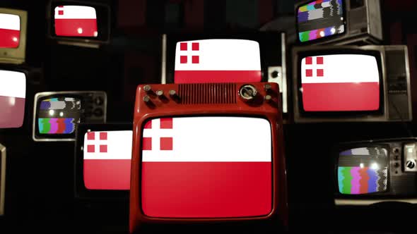 Flag of Utrecht, province of the Netherlands, and Retro TVs. alt