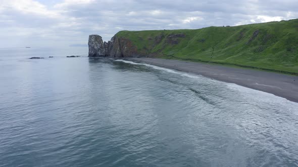 Khalaktyrsky Beach with Black Sand on Kamchatka Peninsula Russia Pacific Ocean