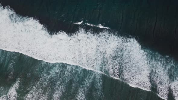 Waves Rolling From Above. Top Down View.