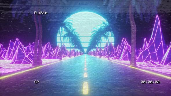 80s Retro Futuristic Sci-fi Seamless Loop alt