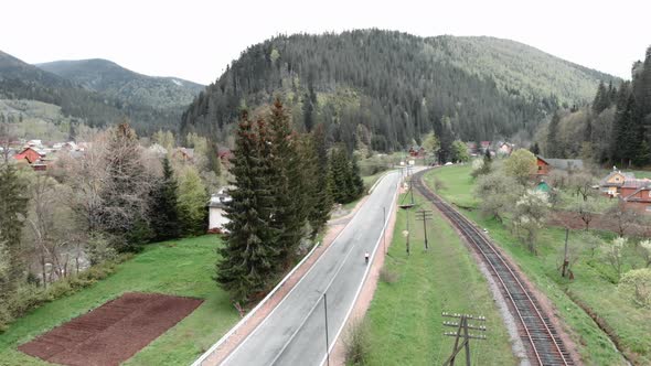 Cycling adventures. Travel and vacation concept. Travel Ukraine. Epic mountain landscape. alt