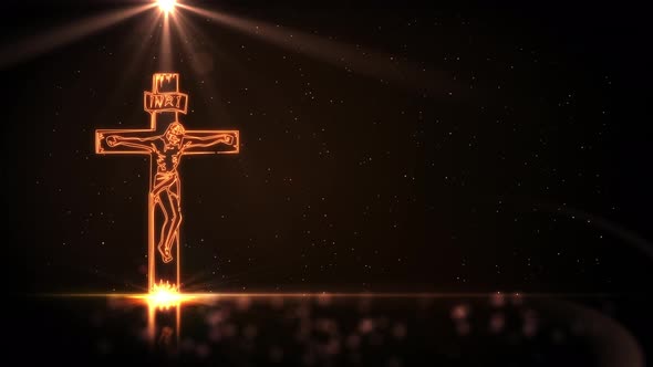 Jesus Christ on Cross with Golden Light