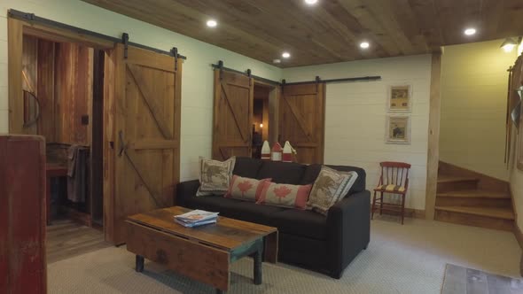 canadian cottage living room dolly aproach 4k alt