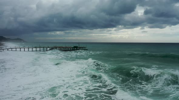 Storm at Sea Filmed on a Drone in the Sunset alt