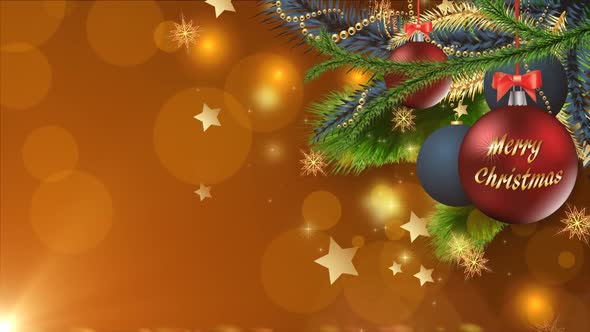 Merry Christmas Balls On Orange Background